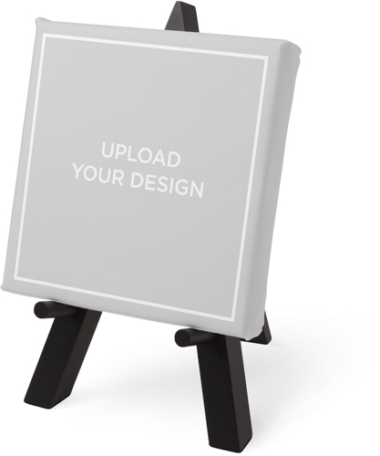 Blank white art canvas stand on black wooden easel mockup