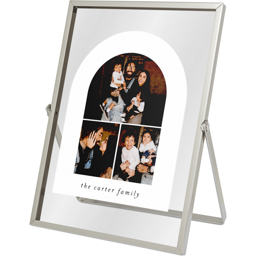 Arch Trio Tabletop Floating Framed Print, 5x7, Silver, White, white