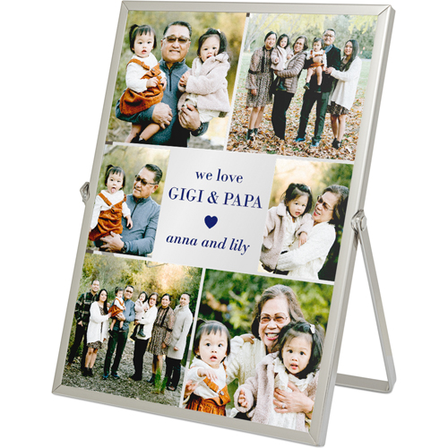 Grandparent Collage Tabletop Floating Framed Print, 5x7, Silver, Blue