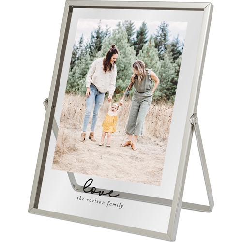 Love Script Frame Tabletop Floating Framed Print, 5x7, Silver, Black