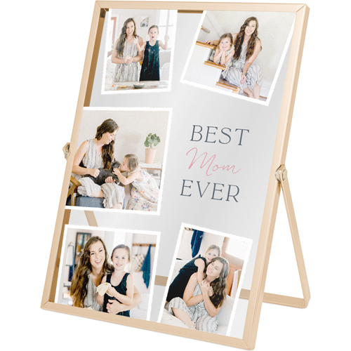 Tilted Photos Tabletop Floating Framed Print, 5x7, Gold, Gray, gray