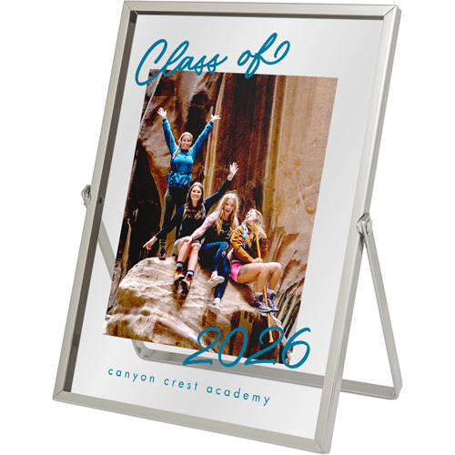 Class of Grad Tabletop Floating Framed Print, 5x7, Silver, Beige, antique white