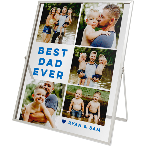 Best Dad Ever Tabletop Floating Framed Print, 8x10, Silver, Blue