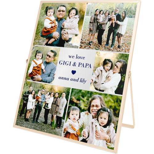 Grandparent Collage Tabletop Floating Framed Print, 8x10, Gold, Blue