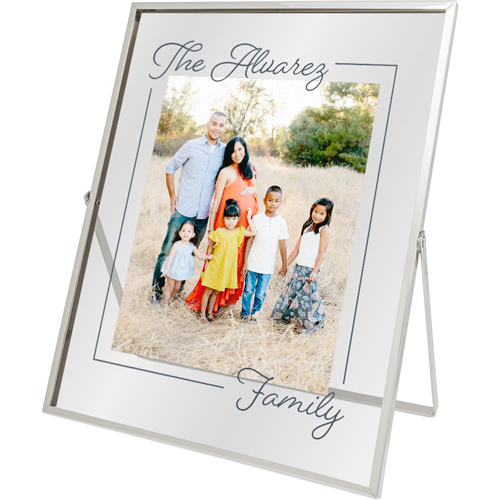 Outline Border Tabletop Floating Framed Print, 8x10, Silver, Gray