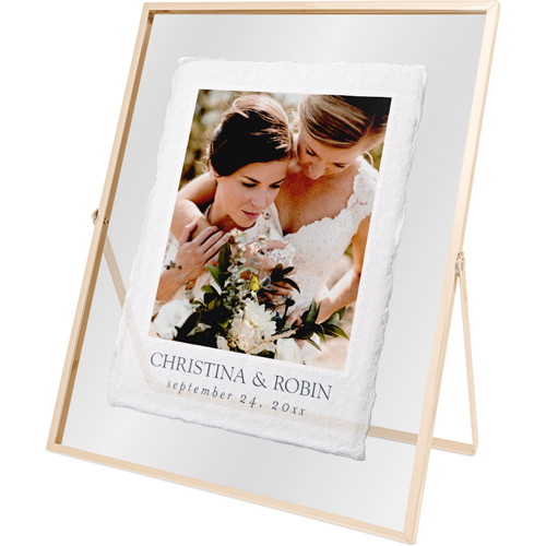 Ripped Paper Tabletop Floating Framed Print, 8x10, Gold, White