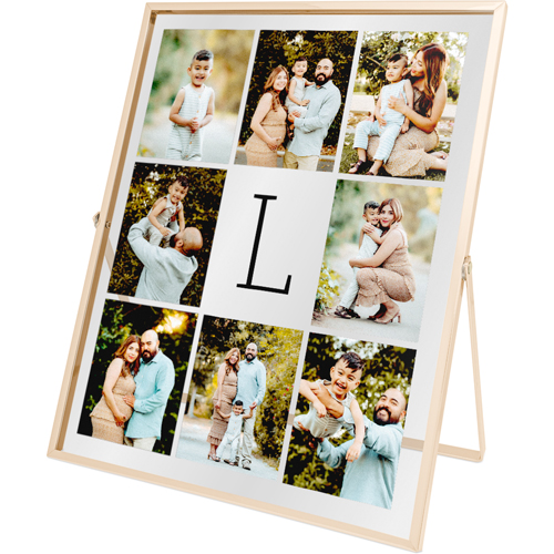 Monogram Gallery of Eight Tabletop Floating Framed Print, 8x10, Gold, Multicolor
