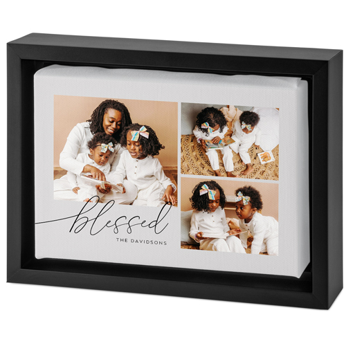 Blessed Script Tabletop Framed Canvas Print, 5x7, Black, Tabletop Framed Canvas Prints, Gray