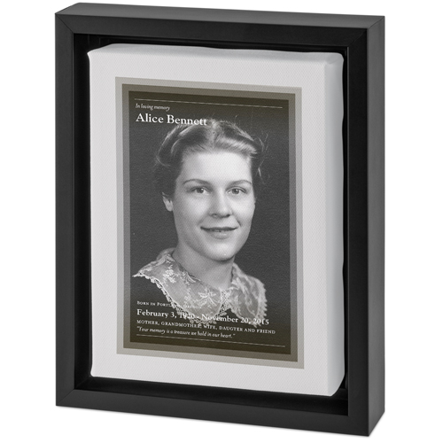 In Memoriam Portrait Tabletop Framed Canvas Print, 5x7, Black, Tabletop Framed Canvas Prints, Gray