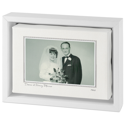 Vintage Border Tabletop Framed Canvas Print, 5x7, White, Tabletop Framed Canvas Prints, Brown