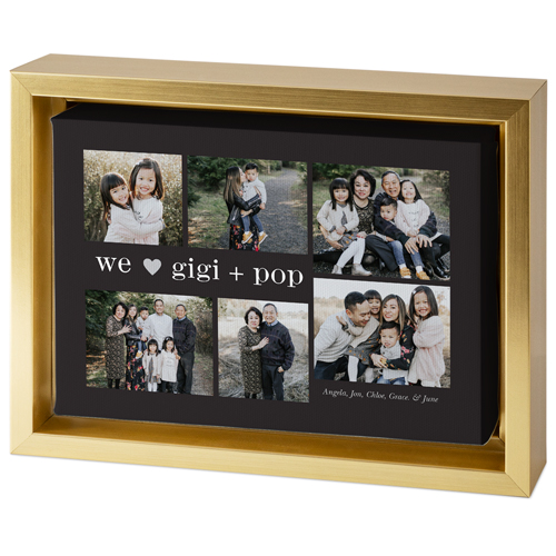 We Heart Modern Collage Tabletop Framed Canvas Print, 5x7, Gold, Tabletop Framed Canvas Prints, Gray