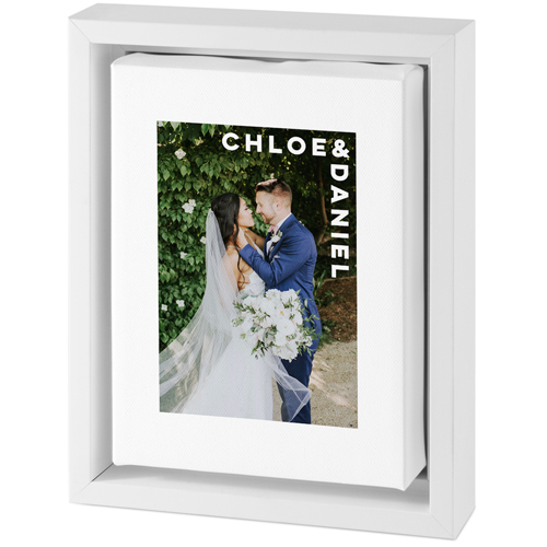 Corner Text Tabletop Framed Canvas Print, 5x7, White, Tabletop Framed Canvas Prints, White, white
