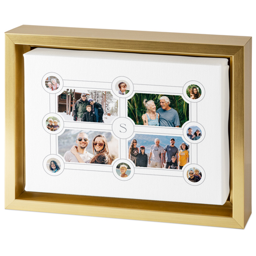 Vintage Family Tree Tabletop Framed Canvas Print, 5x7, Gold, Tabletop Framed Canvas Prints, White, white