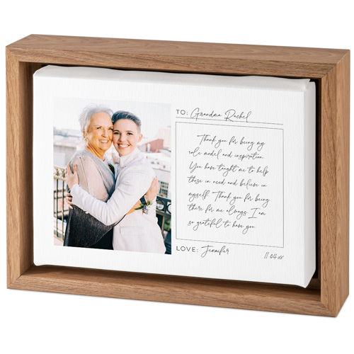 Handwritten Letter Grandma Tabletop Framed Canvas Print, 5x7, Natural, Tabletop Framed Canvas Prints, White