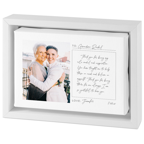 Handwritten Letter Grandma Tabletop Framed Canvas Print, 5x7, White, Tabletop Framed Canvas Prints, White