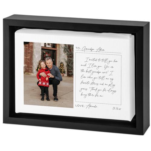 Handwritten Letter Grandpa Tabletop Framed Canvas Print, 5x7, Black, Tabletop Framed Canvas Prints, White, white