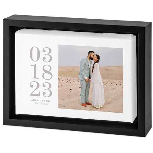 Wedding Date Tabletop Framed Canvas Print, 5x7, Black, Tabletop Framed Canvas Prints, White