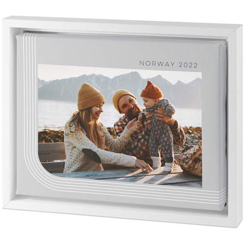 Curved Lines Border Tabletop Framed Canvas Print, 8x10, White, Tabletop Framed Canvas Prints, Gray, smoke