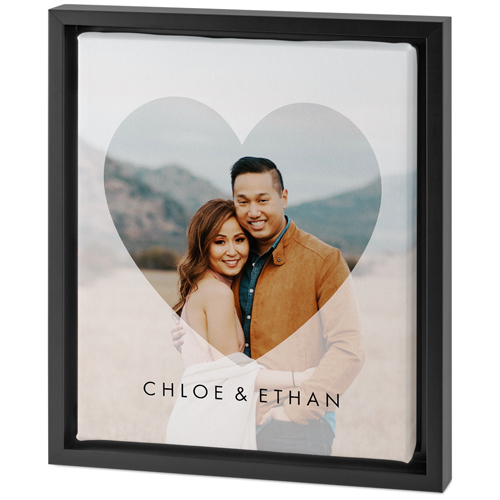 Heart Overlay Tabletop Framed Canvas Print, 8x10, Black, Tabletop Framed Canvas Prints, White