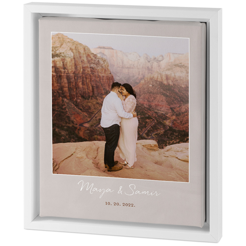 Asymmetrical Frame Tabletop Framed Canvas Print, 8x10, White, Tabletop Framed Canvas Prints, Beige