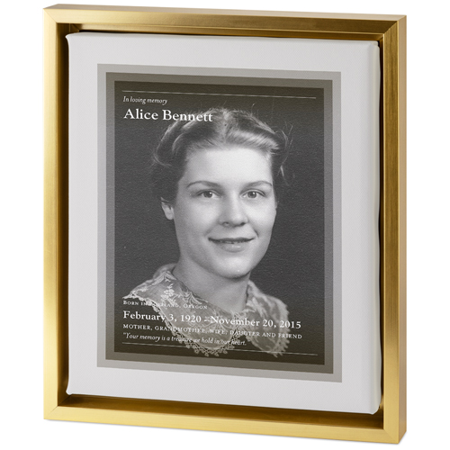 In Memoriam Portrait Tabletop Framed Canvas Print, 8x10, Gold, Tabletop Framed Canvas Prints, Gray