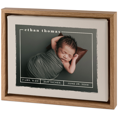 Birth Stat Border Tabletop Framed Canvas Print, 8x10, Natural, Tabletop Framed Canvas Prints, Beige