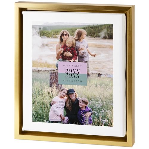Then and Now Tabletop Framed Canvas Print, 8x10, Gold, Tabletop Framed Canvas Prints, White, white