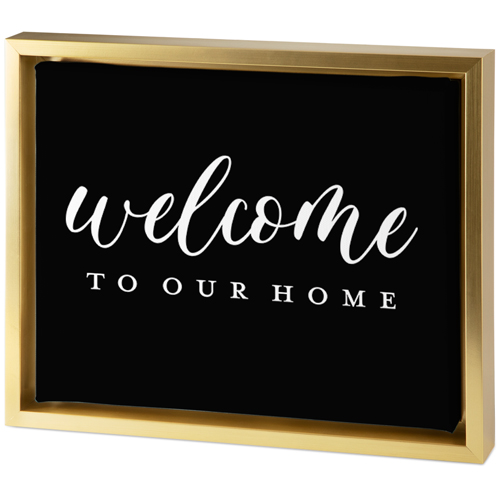 Welcome Home Script Tabletop Framed Canvas Print, 8x10, Gold, Tabletop Framed Canvas Prints, Multicolor
