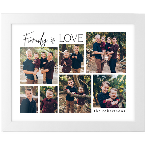 Family Is Love Script Tabletop Framed Prints, White, None, 8x10, Black