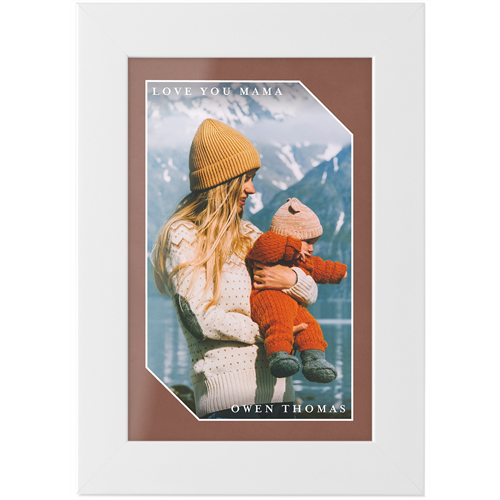 Modern Shape Frame Tabletop Framed Prints, White, None, 4x6, Brown, sap