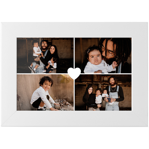 Heart Grid Tabletop Framed Prints, White, None, 4x6, White, white