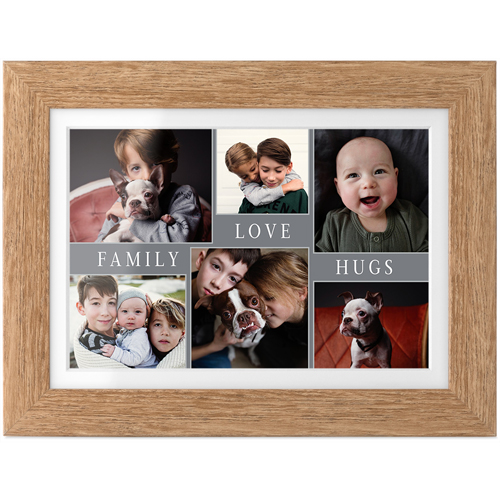 Hug Family Tabletop Framed Prints, Natural, White, 4x6, Gray