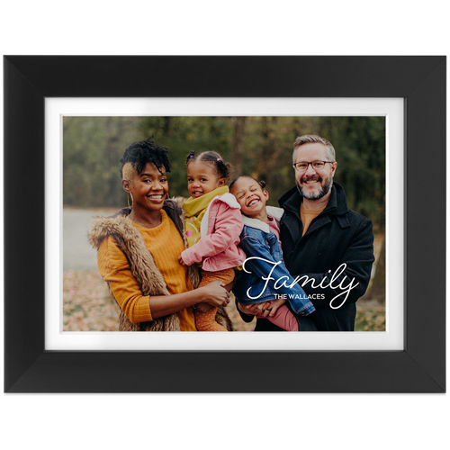 Family Script Tabletop Framed Prints, Black, White, 4x6, White