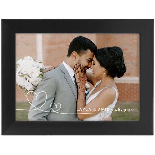 Double Heart Line Art Tabletop Framed Prints, Black, None, 5x7, White