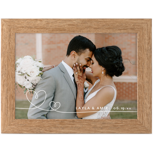 Double Heart Line Art Tabletop Framed Prints, Natural, None, 5x7, White