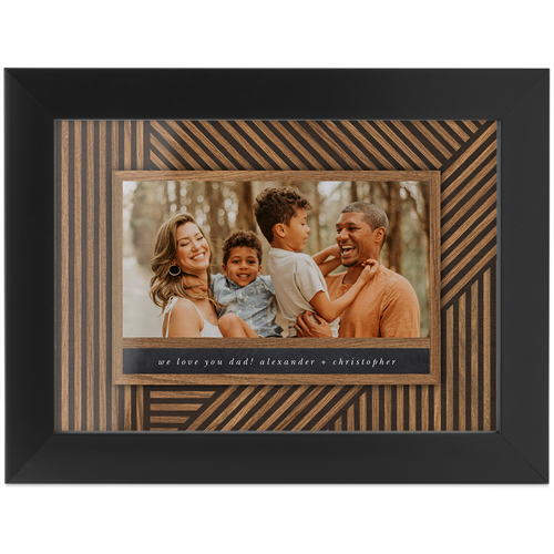 Crosshatch Wood Tabletop Framed Prints, Black, None, 5x7, Brown