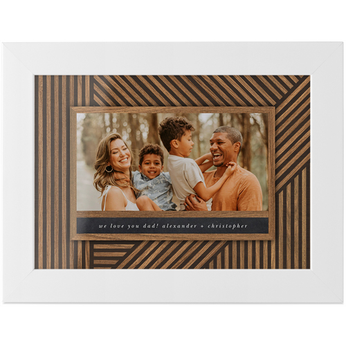 Crosshatch Wood Tabletop Framed Prints, White, None, 5x7, Brown