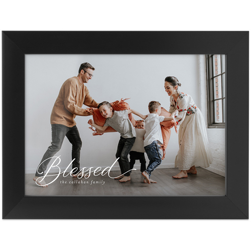 Blessed Script Tabletop Framed Prints, Black, None, 5x7, White