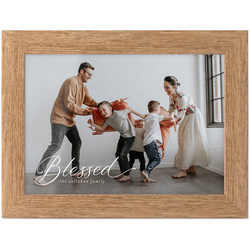 Blessed Script Tabletop Framed Prints, Natural, None, 5x7, White, white
