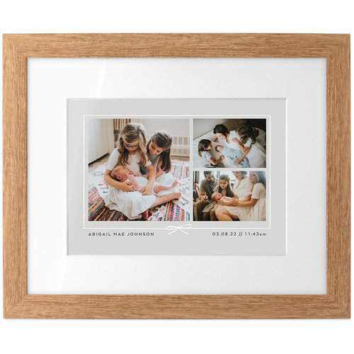 Bow Border Collage Tabletop Framed Prints, Natural, White, 5x7, Gray, silver lining