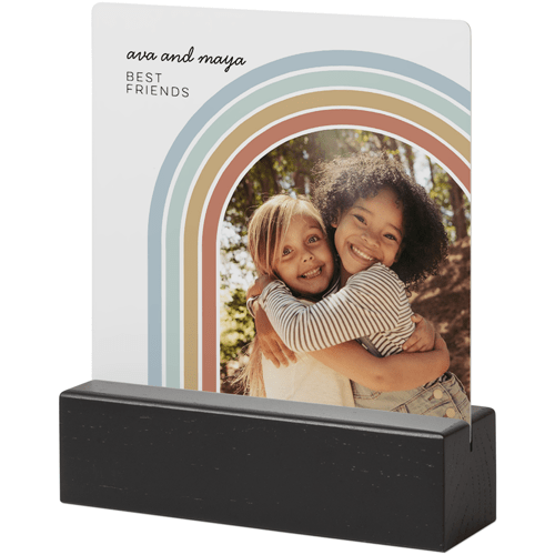 Rainbow Arch Frame Tabletop Metal Prints, 5x5, Black, Pink