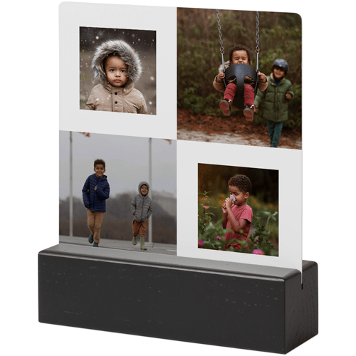 Minimal Gallery of Four Portrait Tabletop Metal Prints, 5x5, Black, Multicolor