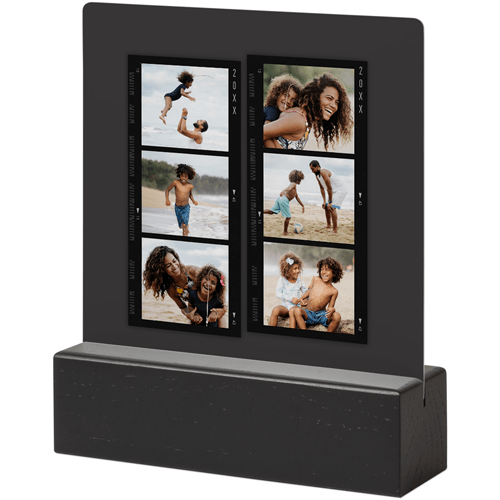 Travel Film Collage Tabletop Metal Prints, 5x5, Black, Gray