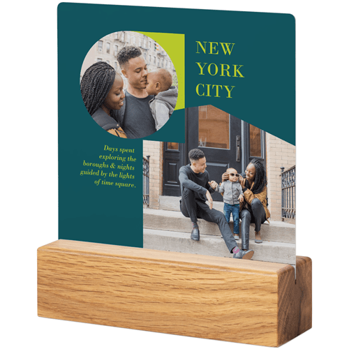 Geometric Travel Tabletop Metal Prints, 5x5, Natural, Blue, azure