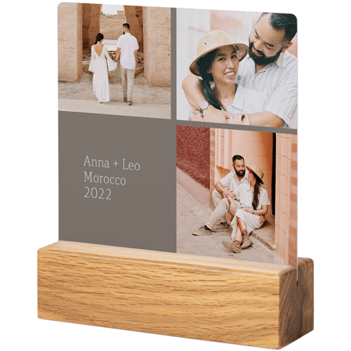 Text Block Gallery Of Three Tabletop Metal Prints, 5x5, Natural, Multicolor