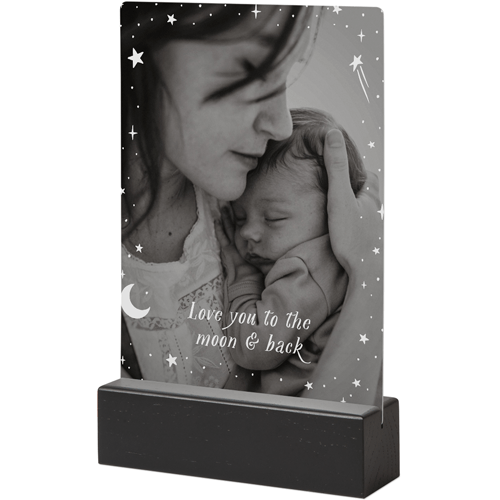 Moon And Stars Overlay Tabletop Metal Prints, 5x7, Black, White