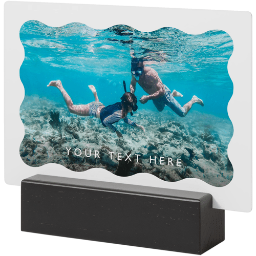 Wave Border Tabletop Metal Prints, 5x7, Black, White, white