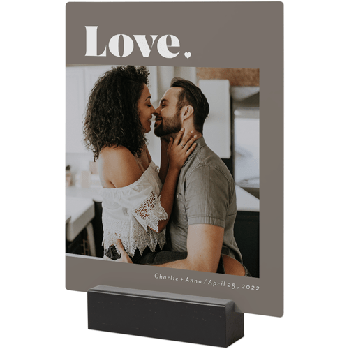 Bold Serif Love Tabletop Metal Prints, 8x10, Black, Gray