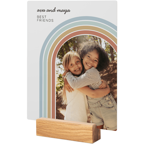 Rainbow Arch Frame Tabletop Metal Prints, 8x10, Natural, Pink