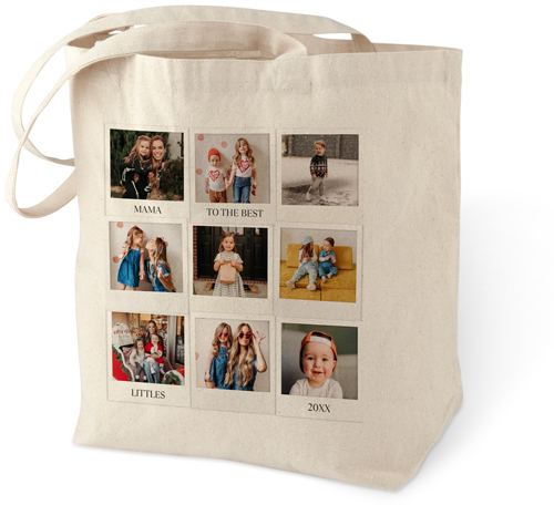Snapshot Memories Cotton Tote Bag, White, white